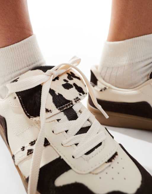 Stradivarius – Skórzane buty sportowe we wzór w krowie łaty, 4 z 5
