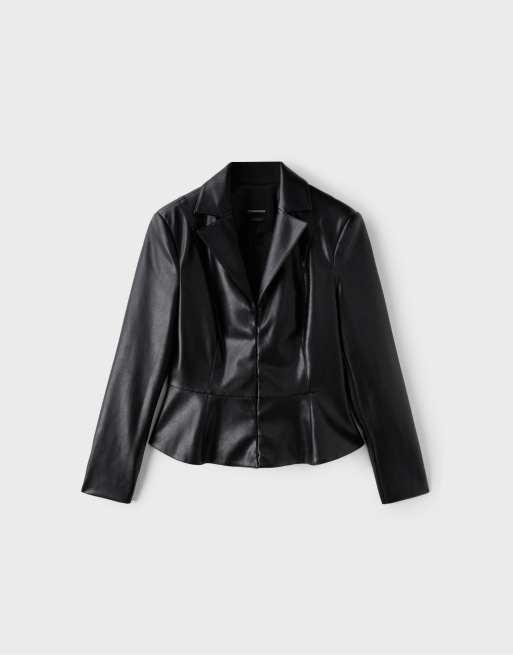 Stradivarius skræddersyet peplum-blazer i sort, 6 af 7