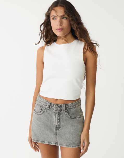 Stradivarius sleeveless cotton top in white - view 1