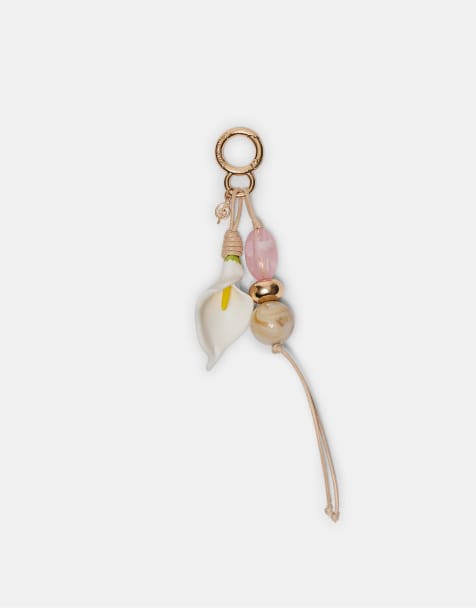 Stradivarius - Sleutelhanger met Calla lelie en kralen in wit - view 1
