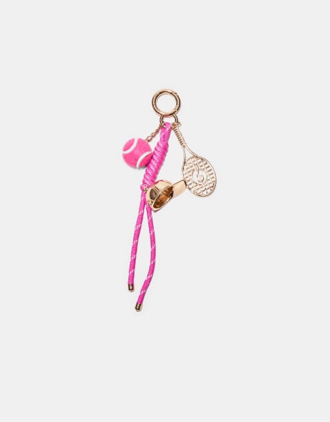 Stradivarius - Sleutelhanger met tennishangertje in neonroze - view 1