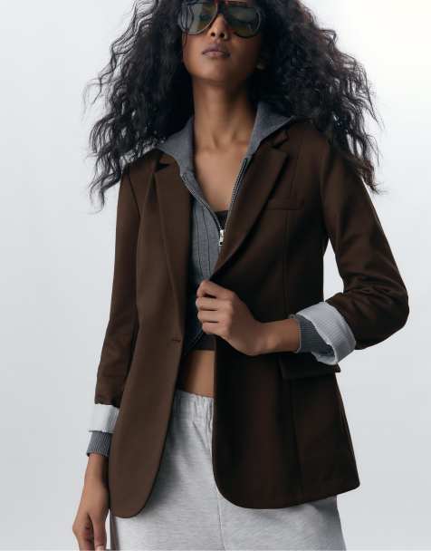 Stradivarius Slim fit blazer in brown - view 1