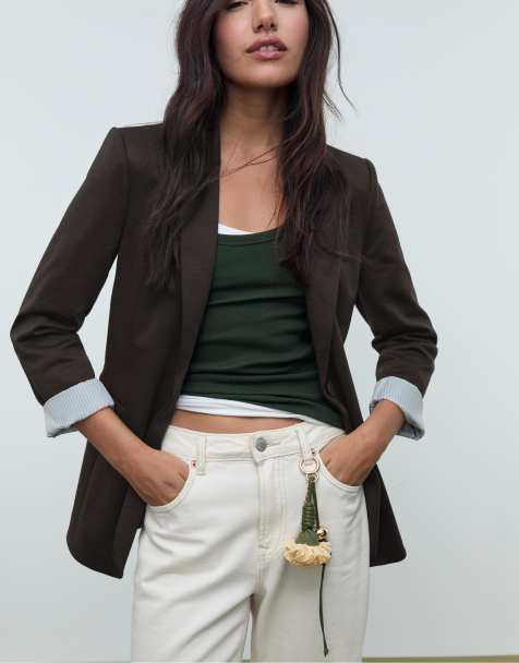 Stradivarius - Slim-fit blazer in bruin - view 1