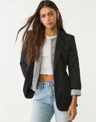 Stradivarius - Slim-Fit-Blazer in Schwarz