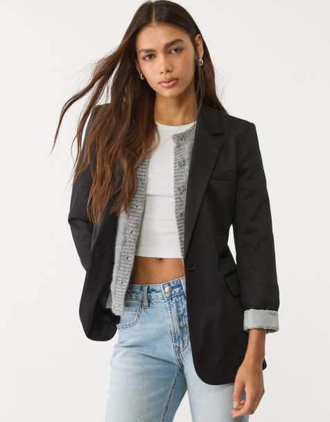 Stradivarius – Slim-Fit-Blazer in Schwarz - view 1