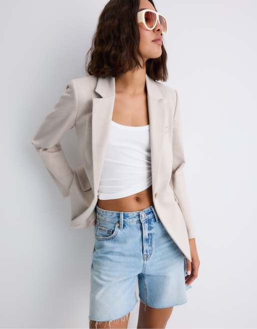 Stradivarius - Slim-fit blazer in vanille, 2 van 4