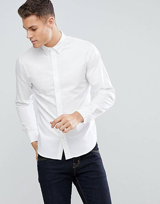 Stradivarius Slim Fit Oxford Shirt In White | ASOS