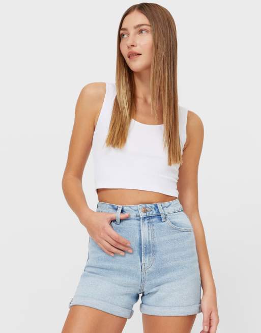 Denim shorts mom fit sale