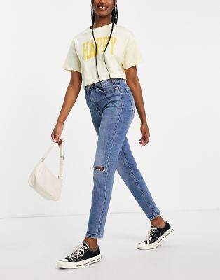 Stradivarius mom fit on sale jean in white