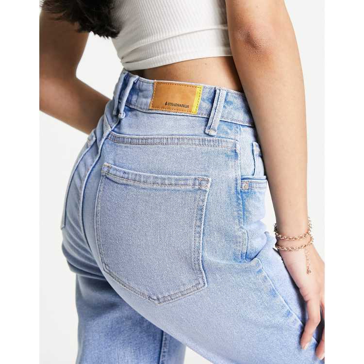 Slim-fit mom jeans in blue stretch denim