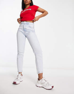 Stradivarius white hot sale mom jeans