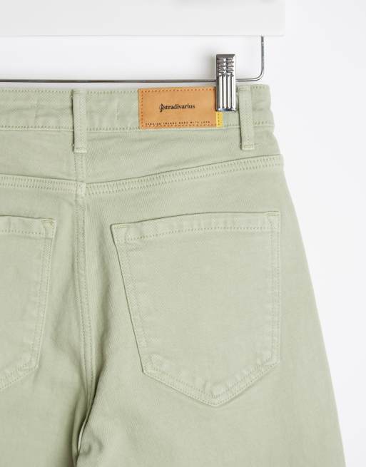 Stradivarius slim mom jean with stretch in green