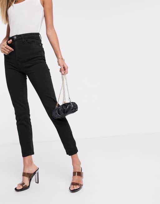 Stradivarius slim mom with stretch in black