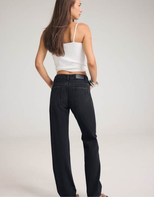 Stradivarius slim straight fit jeans i sort denimvask, 3 af 7