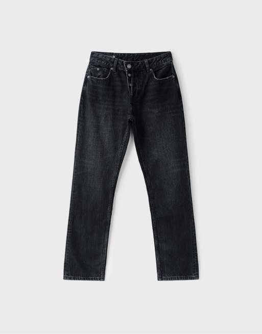 Stradivarius slim straight fit jeans i sort denimvask, 6 af 7