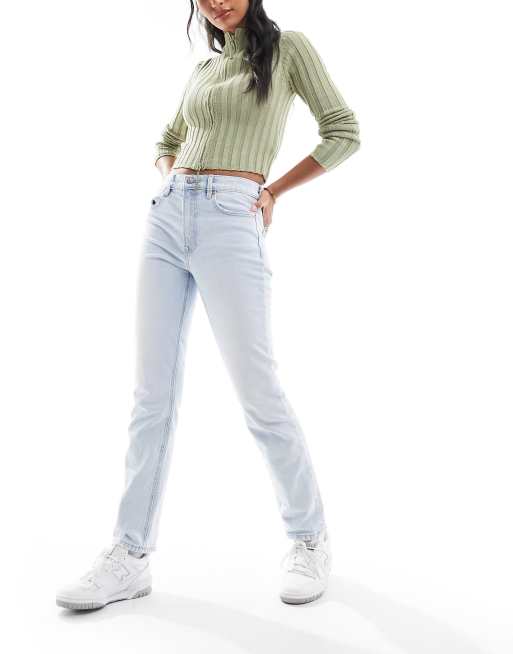 Stradivarius slim straight leg jean in light blue, 2 of 5