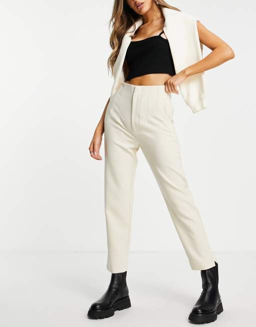 Stradivarius slim tailored trousers in ecru