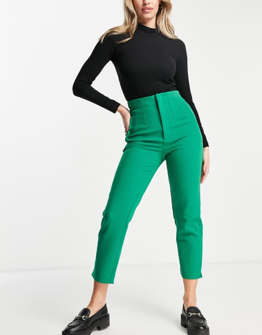 Stradivarius slim tailored trousers in green | ASOS