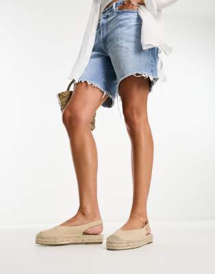 Stradivarius sling back espadrilles in beige-Neutral