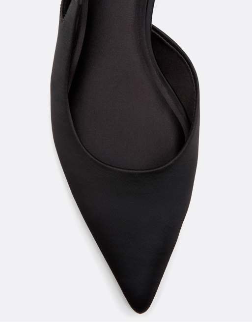 Stradivarius Slingback bow heels in black, 4 of 6