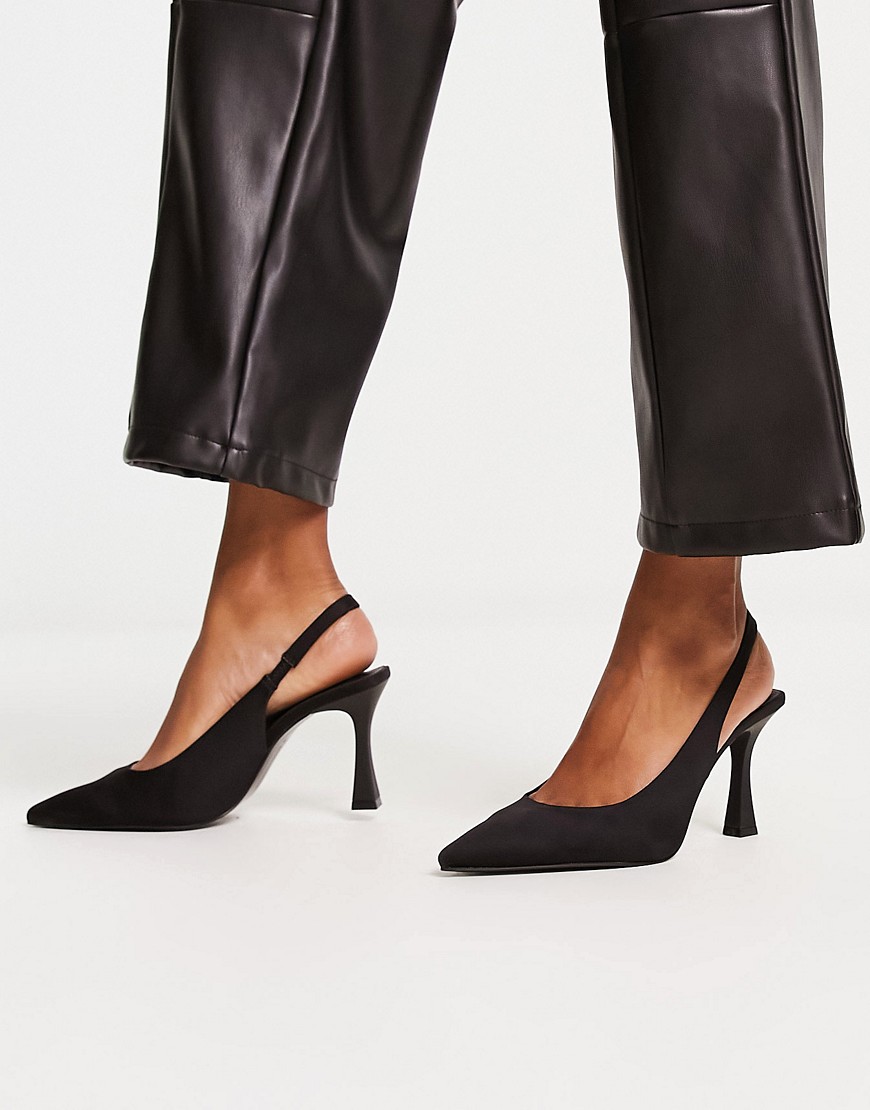 Stradivarius slingback heeled shoe in black