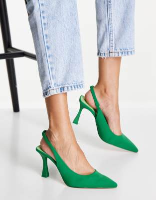 green heeled shoes