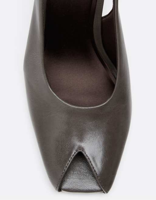 Stradivarius slingback-pumps i grå, 6 af 7