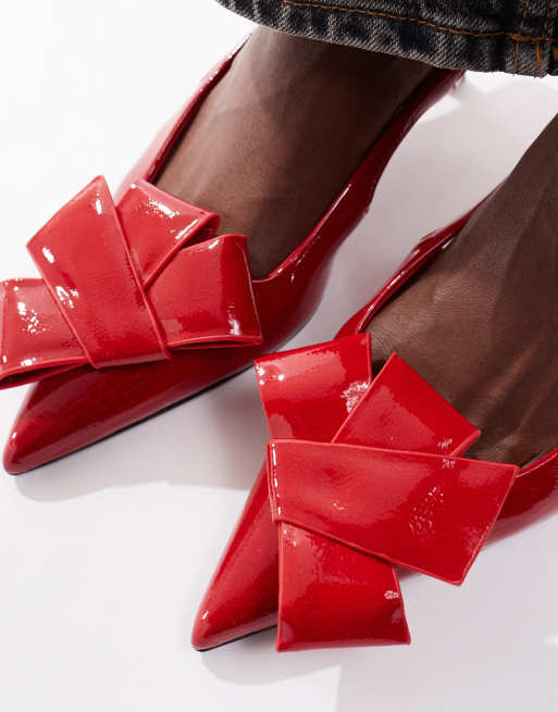 Stradivarius - Slingback schoenen met hak en gevouwen detail in rood , 3 van 4