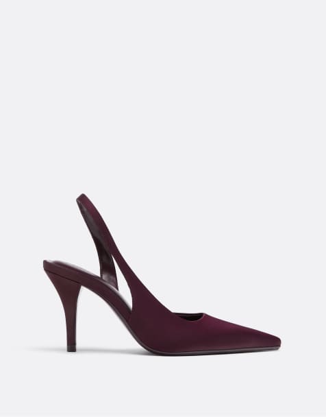 Stradivarius slingback schoenen met hak in bordeauxrood - view 1
