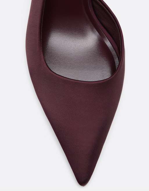 Stradivarius Slingback-Schuhe mit Absatz in Burgunderrot, 4 von 6