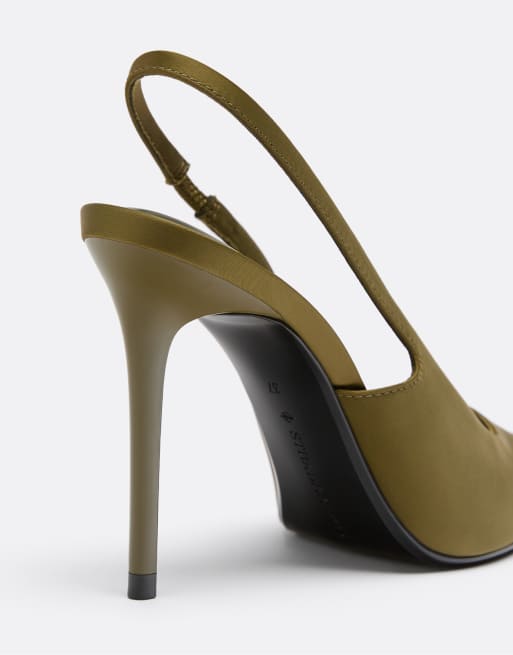 Stradivarius Slingback-Schuhe mit Absatz in Khaki, 6 von 6
