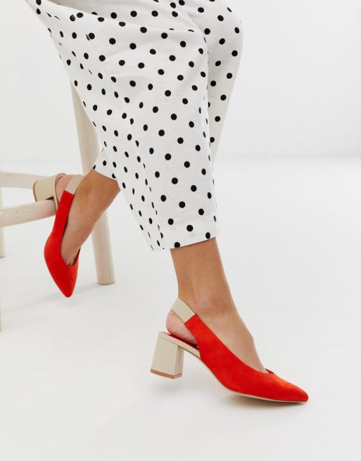 Stradivarius slingback shoes in red | ASOS