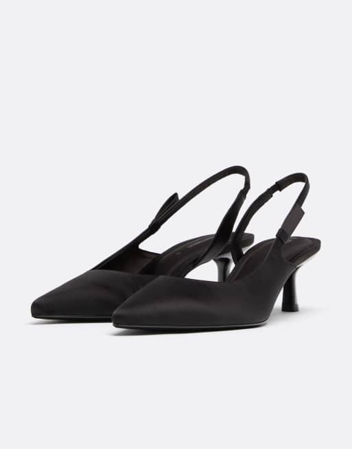 Stradivarius slingbackskor med klack i svart, 3 av 6