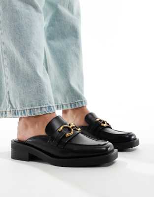 Stradivarius Slip On Loafer Mules In Black