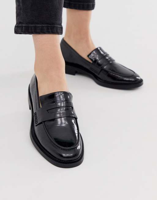 Stradivarius slip on loafers in black