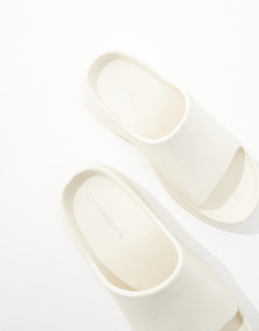 Stradivarius - Slippers met plateauzool in wit, 3 van 4