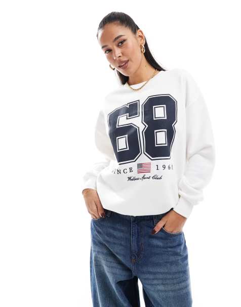 Stradivarius slogan sweatshirt in white - view 1