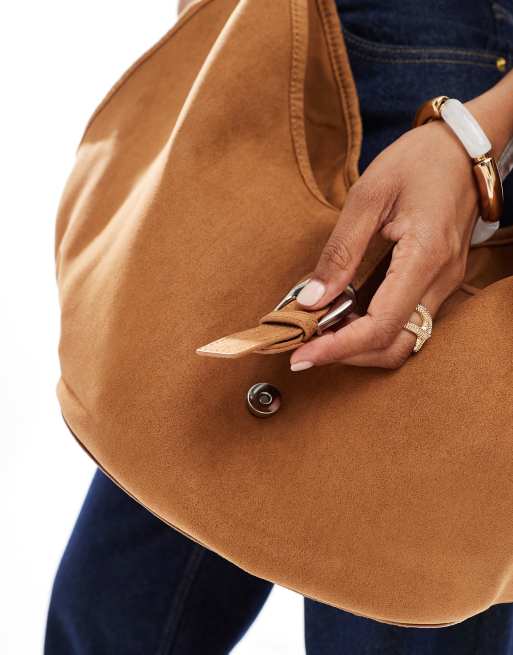 ● GRAILZ ● SUEDE BUCKLE BAG TAN Stradivarius slouchy faux suede buckle detail bag in tan | ASOS