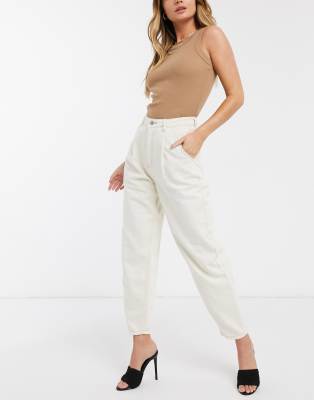 Stradivarius slouchy jeans in ecru | ASOS