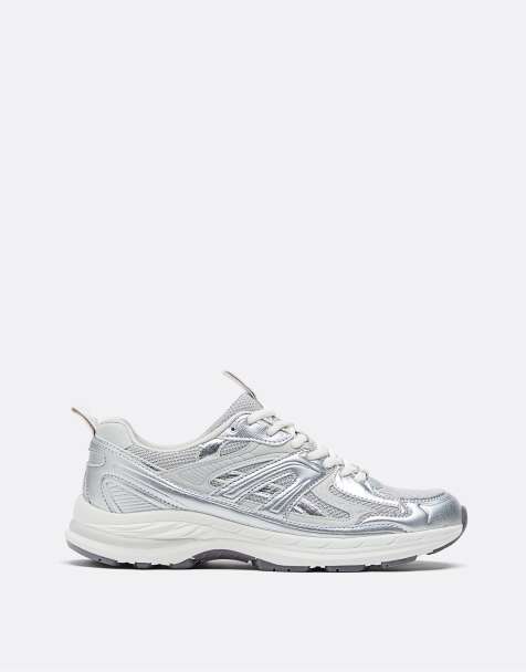 Stradivarius - Sølvfarvede sneakers med detaljer - view 1