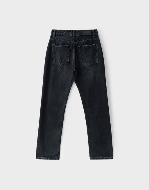 Stradivarius smala raka jeans i svart denimtvätt, 7 av 7