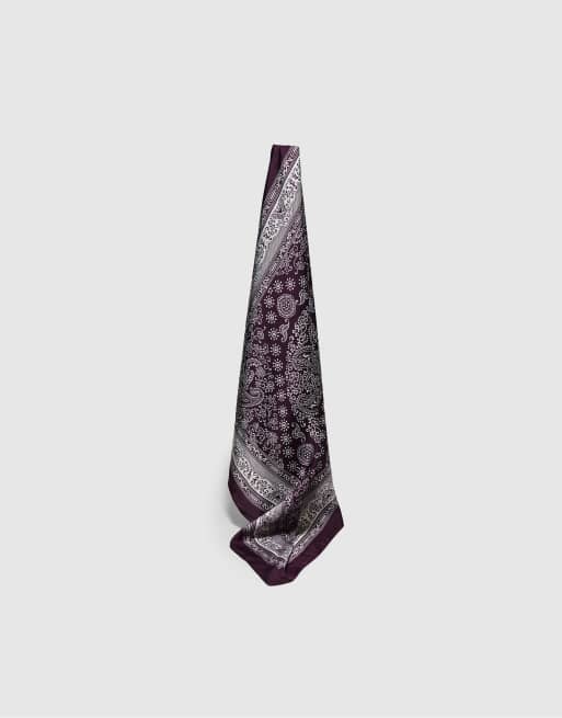 Stradivarius Small paisley scarf in burgundy, 3 of 4