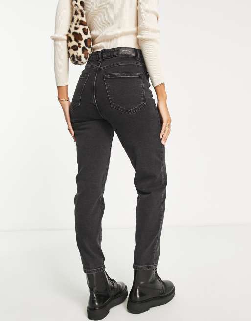 Stradivarius - Smalle mom-jeans med stretch i sort bomuld , 2 af 4