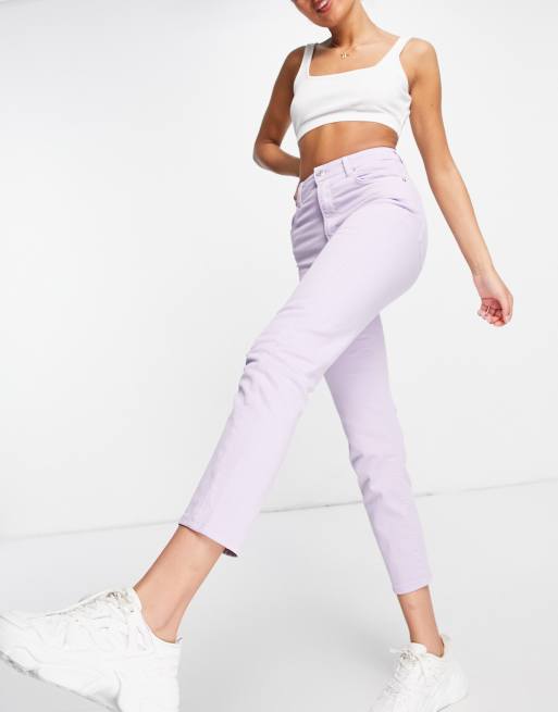 Stradivarius - Smalle mom jeans met stretch in lila, 3 van 4