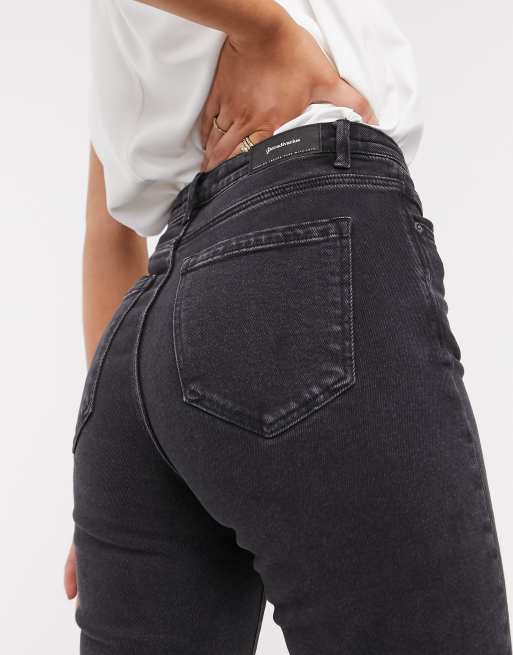 Stradivarius - Smalle mom jeans met stretch van katoen in zwart , 3 van 4