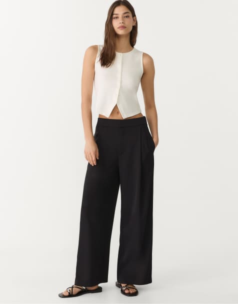 Stradivarius smart culottes with darts in black