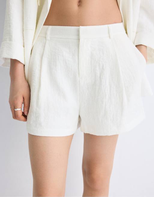 Stradivarius Smart rustic shorts in ecru, 2 of 4