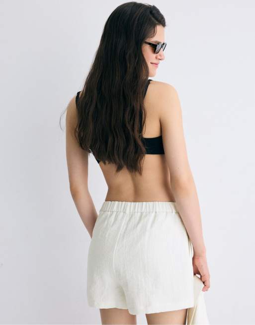 Stradivarius Smart rustic shorts in ecru, 4 of 4