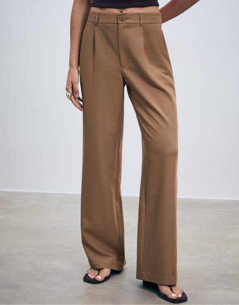 Stradivarius Smart straight-leg trousers in beige