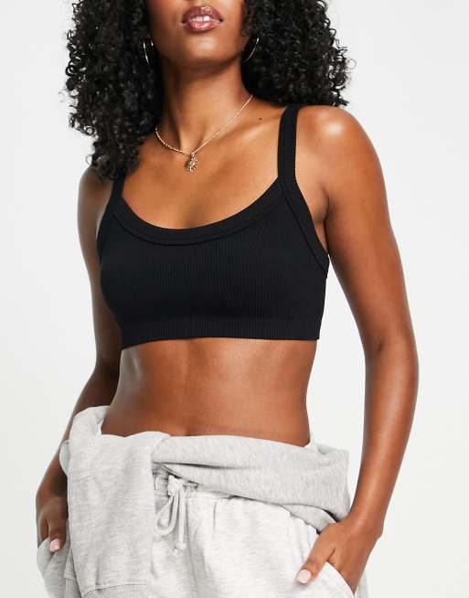 Stradivarius - Sømløs sort bralette 